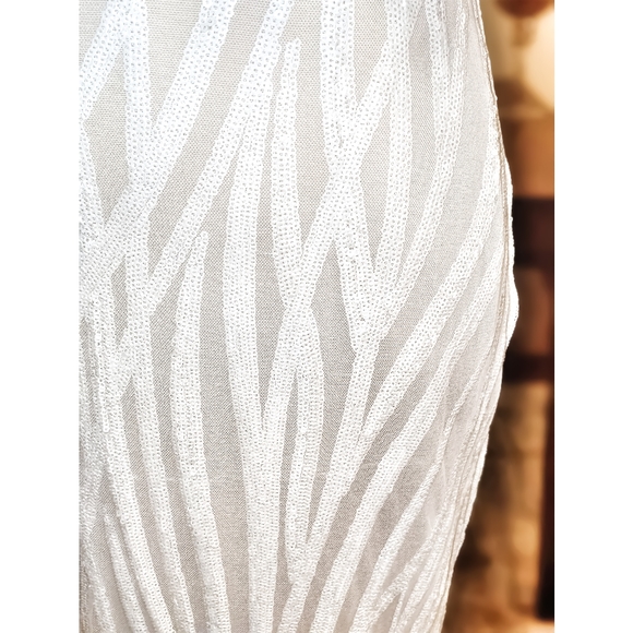 Mermaid Sequin White Wedding Dress | Sequined Tiger Zebra Print Wedding Gown - Picture 6 of 11